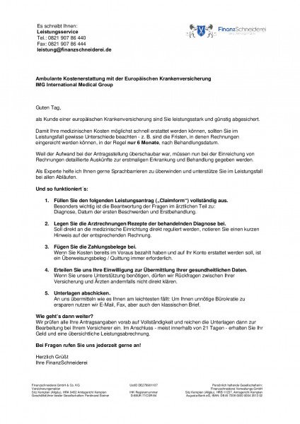 Antrag Ambulante Kostenerstattung