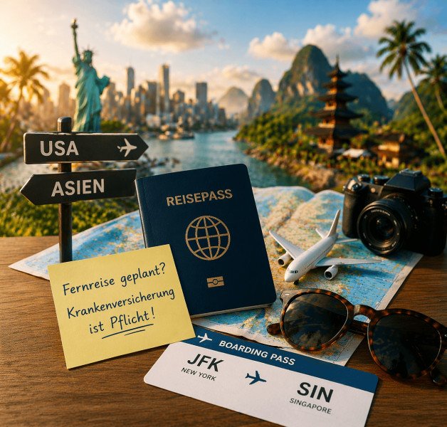 Fernreise in die USA oder Asien mit Reiseversicherung und medizinischem Schutz im Ausland