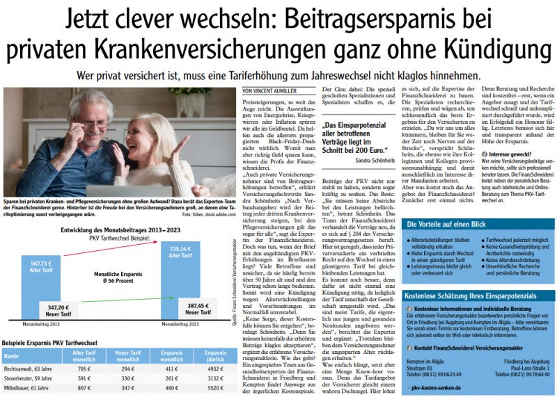 Artikel Beitragsersparnis PKV Tarifwechsel
